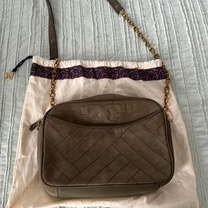 Tory Burch green camera bag